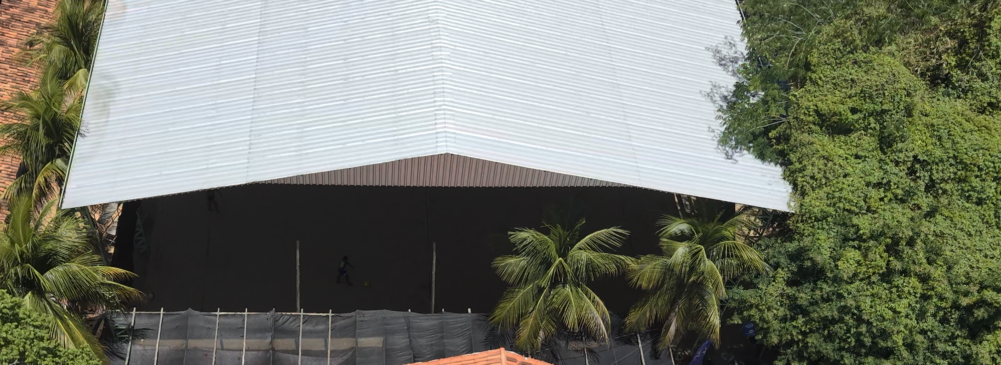 Vista aérea da cobertura da Arena Alfa